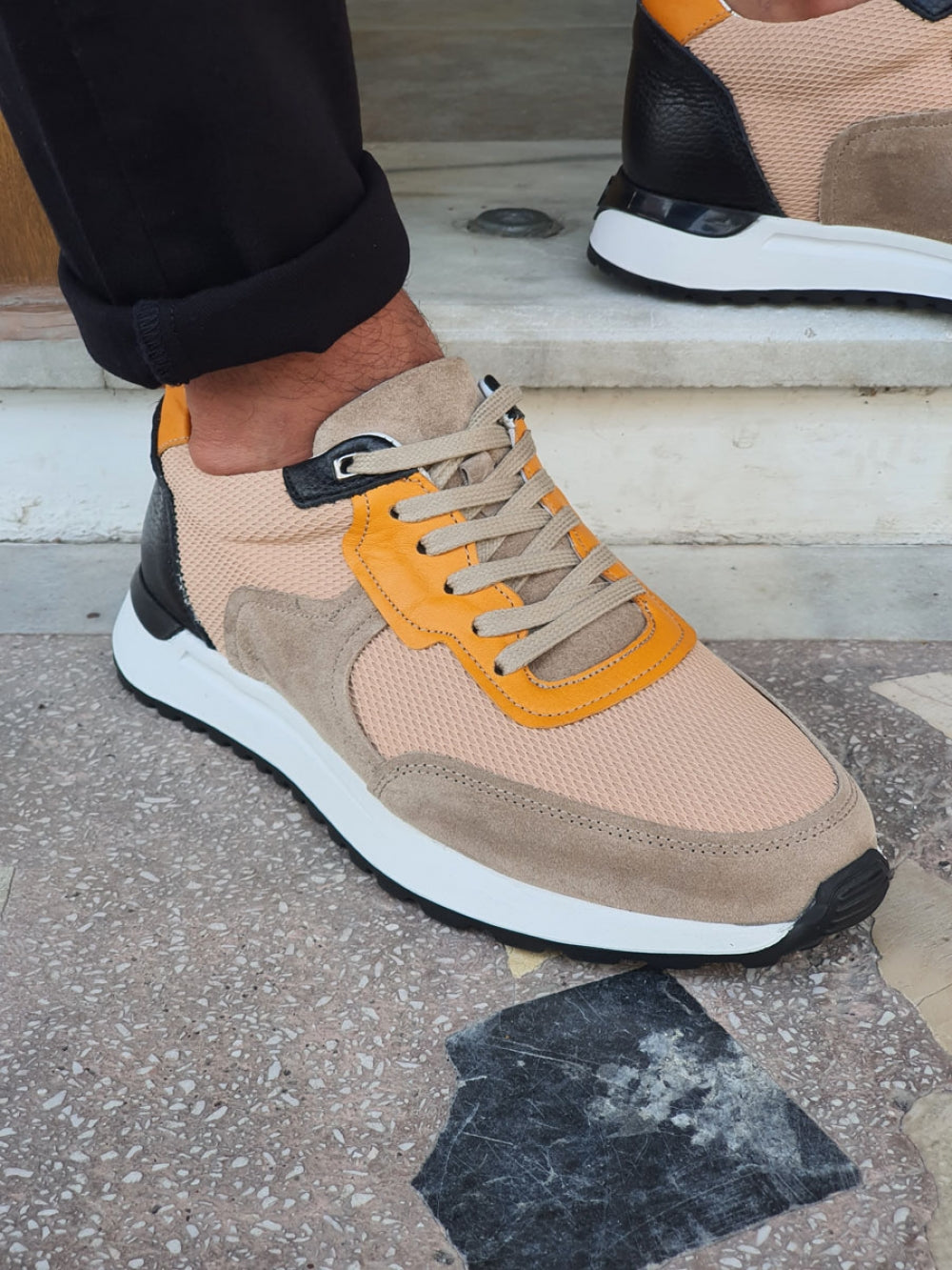 Bano Yellow Lace-up Suede Leather Shoes-baagr.myshopify.com-shoes2-brabion