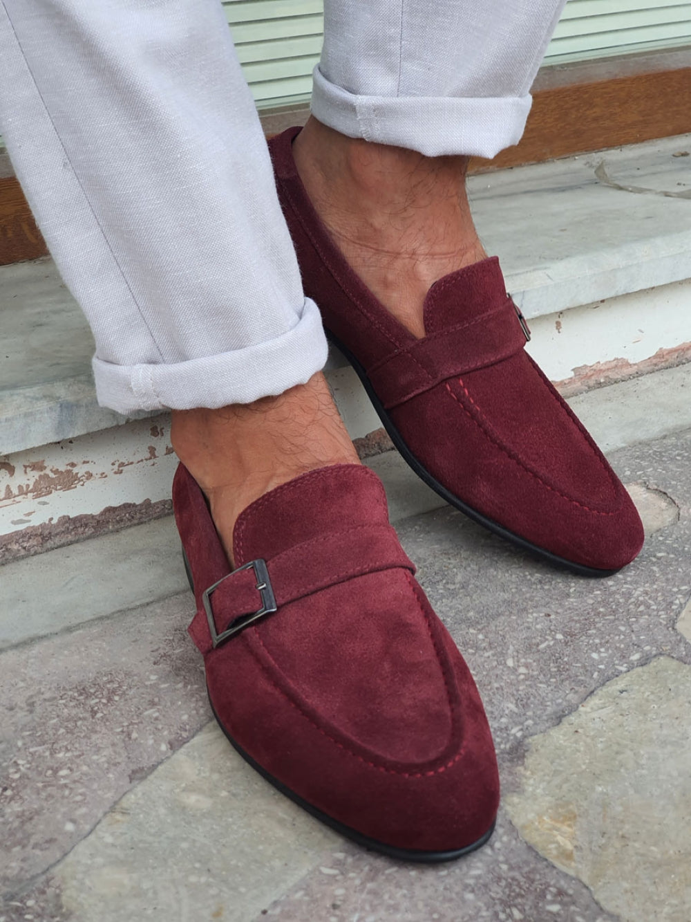 Henderson Claret Red Suede Buckle Loafers-baagr.myshopify.com-shoes2-brabion