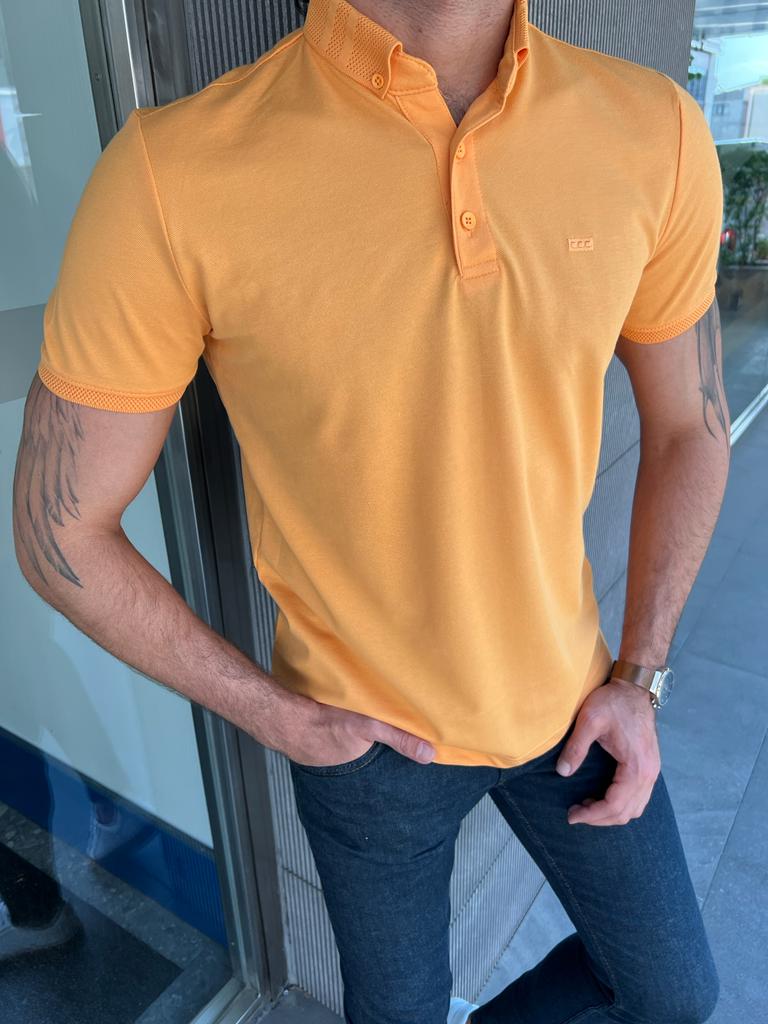 Giovanni Mannelli Slim Fit Yellow Polo tees
