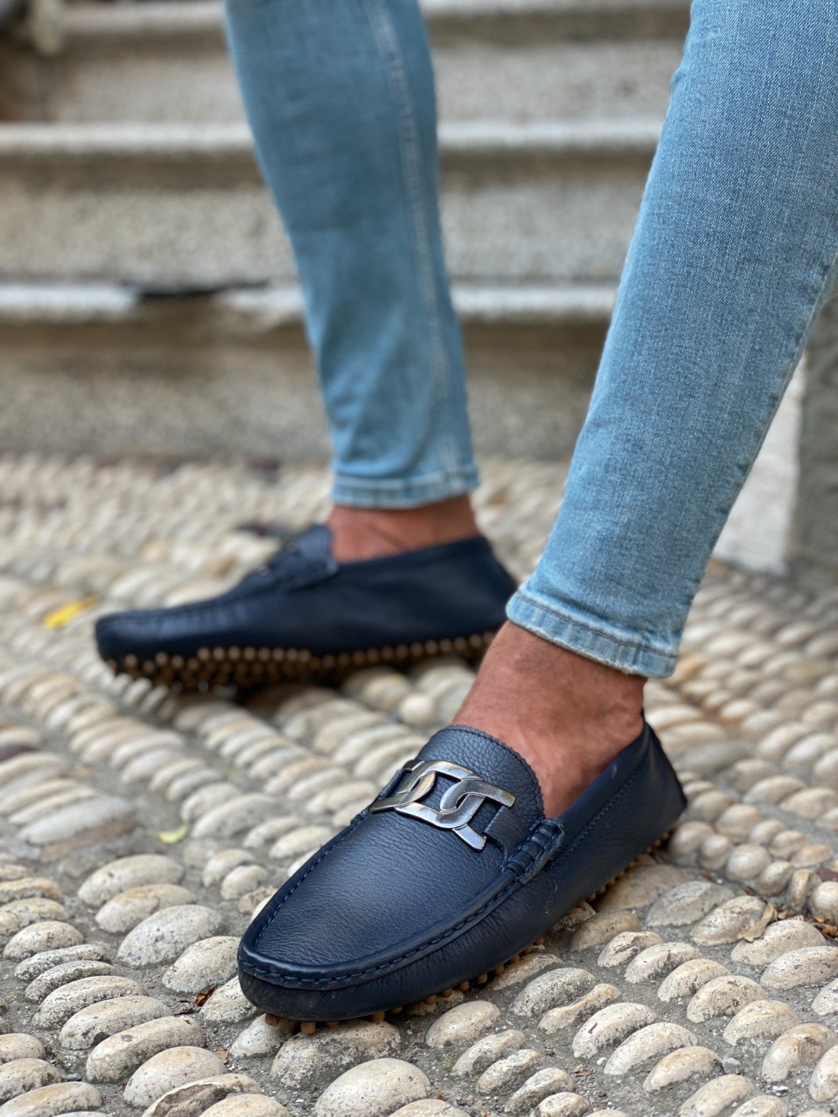 Bojo Buckled Leather Navy Loafer-baagr.myshopify.com-shoes2-BOJONI