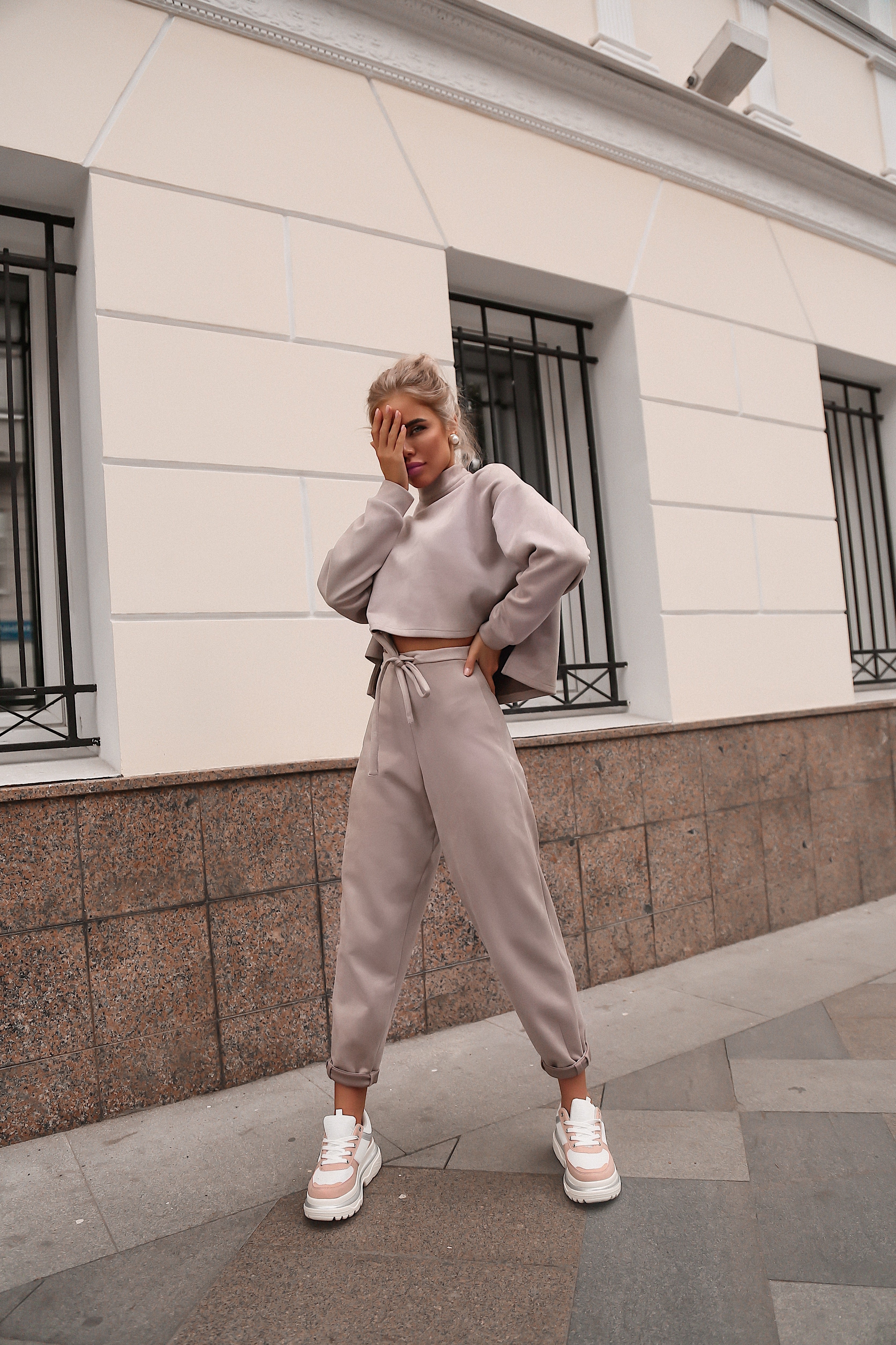 Shortened Sweatshirt Suede Suit-baagr.myshopify.com-dress.-BOJONI