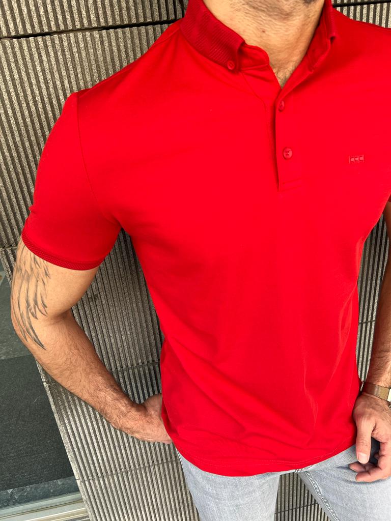 Giovanni Mannelli Slim Fit Red Polo Tees