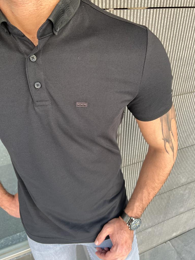 Giovanni Mannelli Slim Fit Black Polo Tees