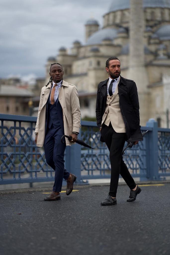 Bojoni Astoria Slim Fit Beige Feather Detailed Winter Coat