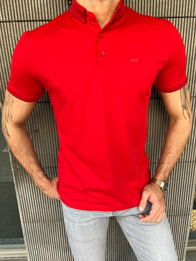 Giovanni Mannelli Slim Fit Red Polo Tees