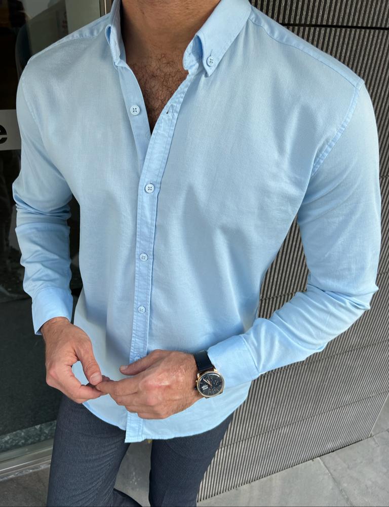 Giovanni Mannelli Slim Fit Blue Italian Fit Shirt