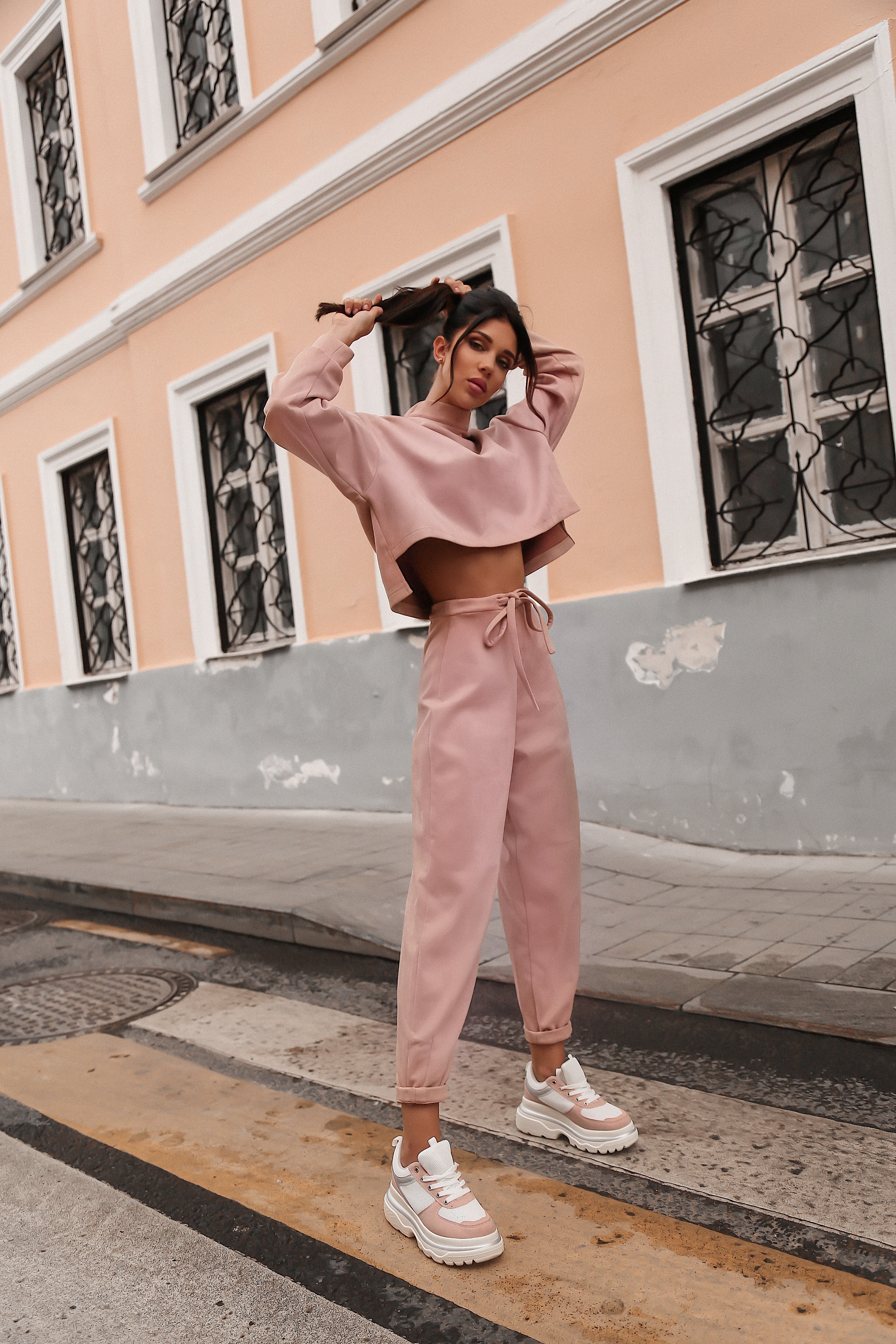 Shortened Sweatshirt Suede Suit-baagr.myshopify.com-dress.-BOJONI