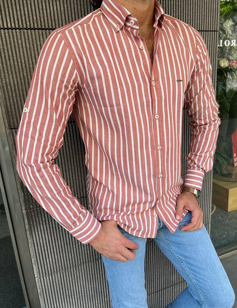 Giovanni Mannelli Slim Fit Tile Striped Shirt