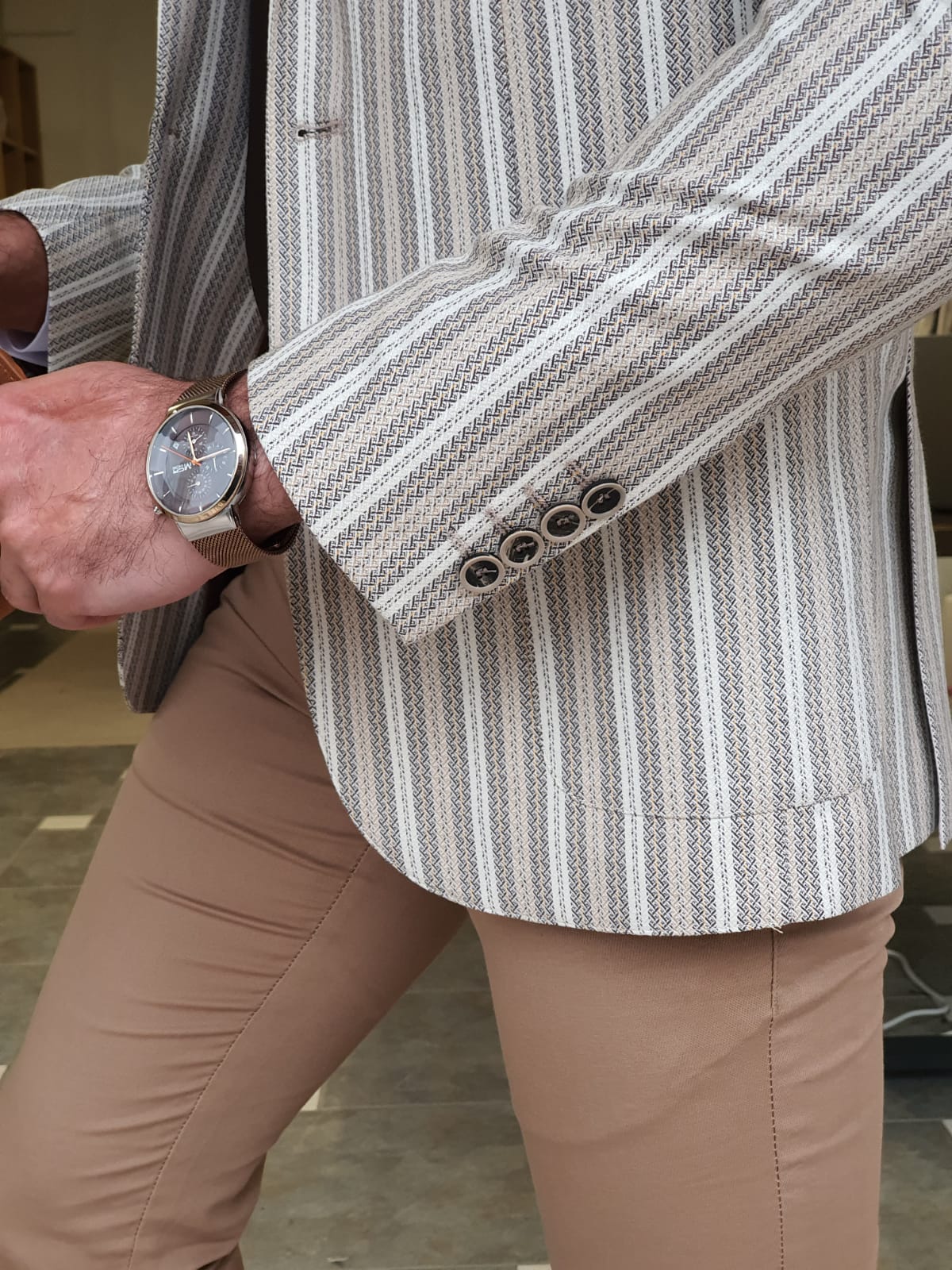 Larna White Slim Fit Striped Blazer-baagr.myshopify.com-blazers-BOJONI