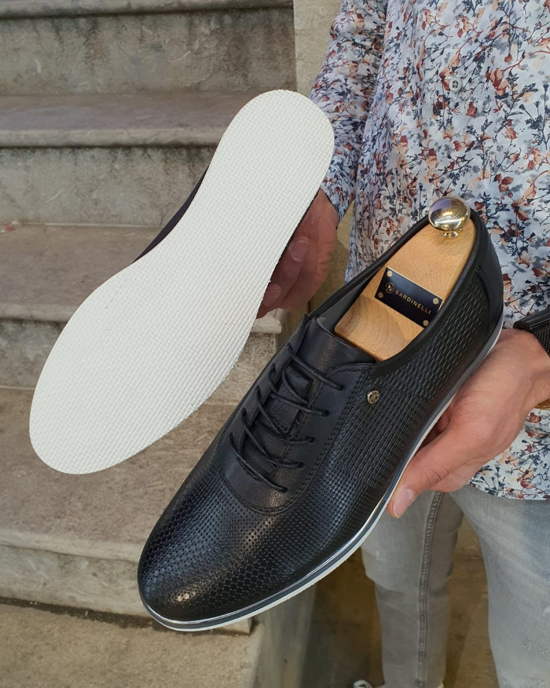 Annapolis Black Patterned Lace-Up Sneakers-baagr.myshopify.com-shoes2-BOJONI