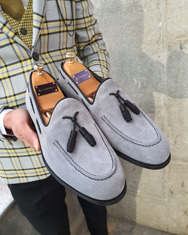 Bojo Ringford Gray Slim Fit Suede Tassel Loafer-baagr.myshopify.com-shoes2-BOJONI
