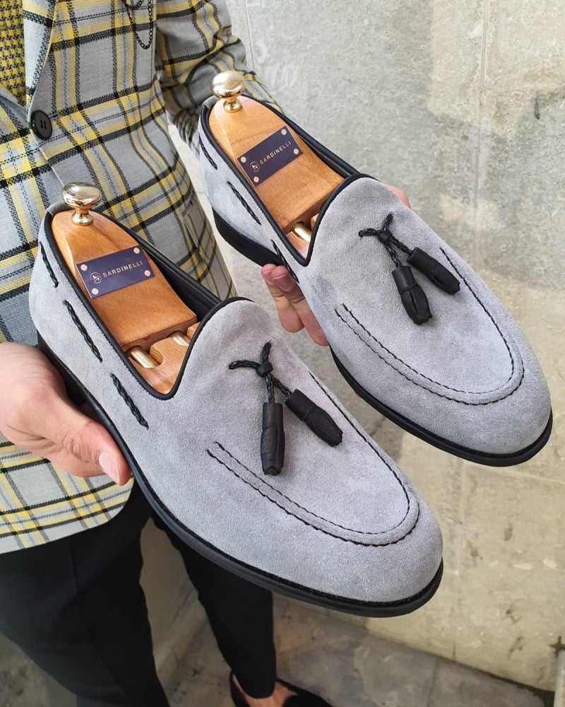 Bojo Ringford Gray Slim Fit Suede Tassel Loafer-baagr.myshopify.com-shoes2-BOJONI