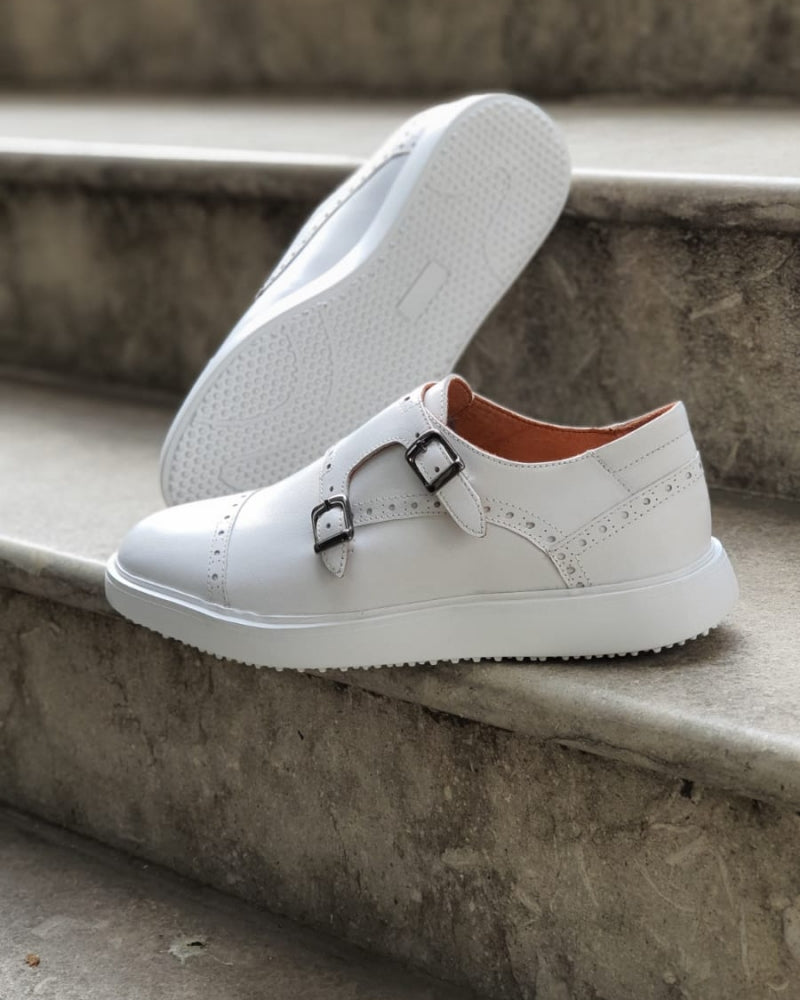 Custer White Monk Strap Cap Toe Shoes-baagr.myshopify.com-shoes2-BOJONI