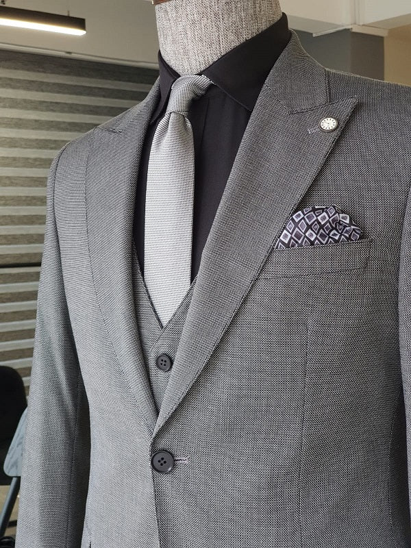 Antinori Gray Slim Fit Peak Lapel Suit-baagr.myshopify.com-suit-BOJONI
