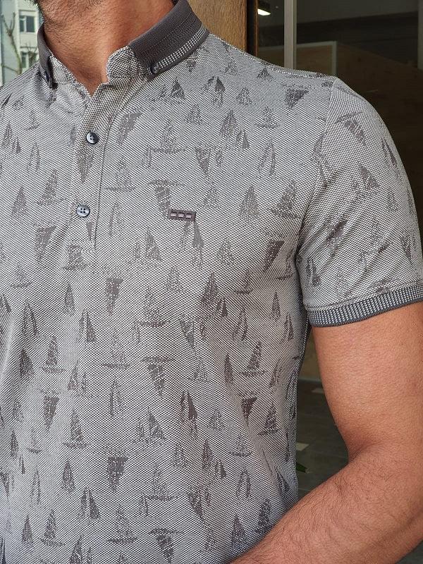 Trento Gray Slim Fit Polo T-Shirt-baagr.myshopify.com-T-shirt-BOJONI