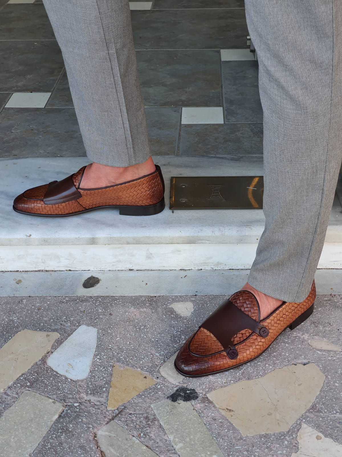 Monteri Tan Woven Leather Double Monk Strap Loafers-baagr.myshopify.com-shoes2-brabion