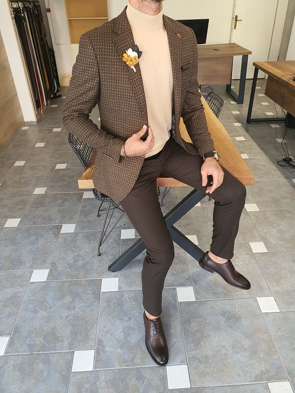 Giotto Brown Slim Fit Blazer-baagr.myshopify.com-blazers-BOJONI