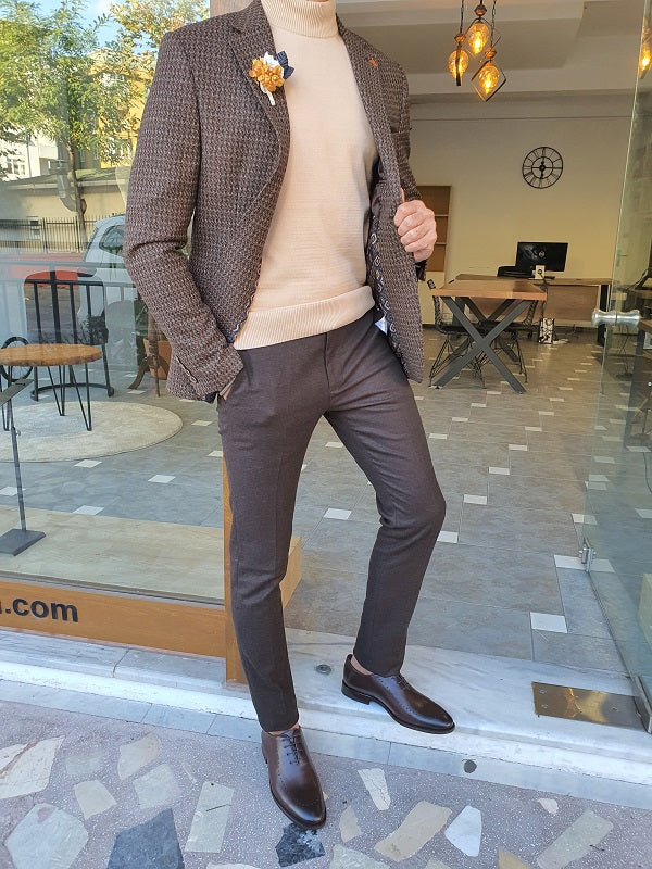 Giotto Brown Slim Fit Blazer-baagr.myshopify.com-blazers-BOJONI