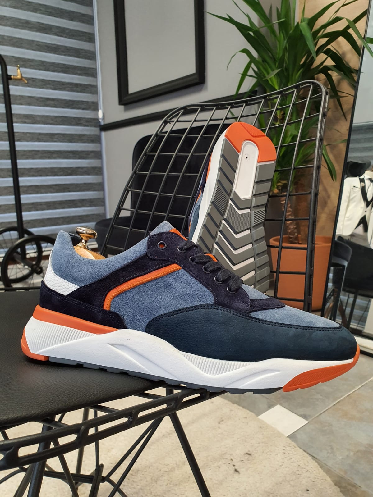 Lori Blue Suede Leather Mid-Top Sneakers-baagr.myshopify.com-shoes2-brabion