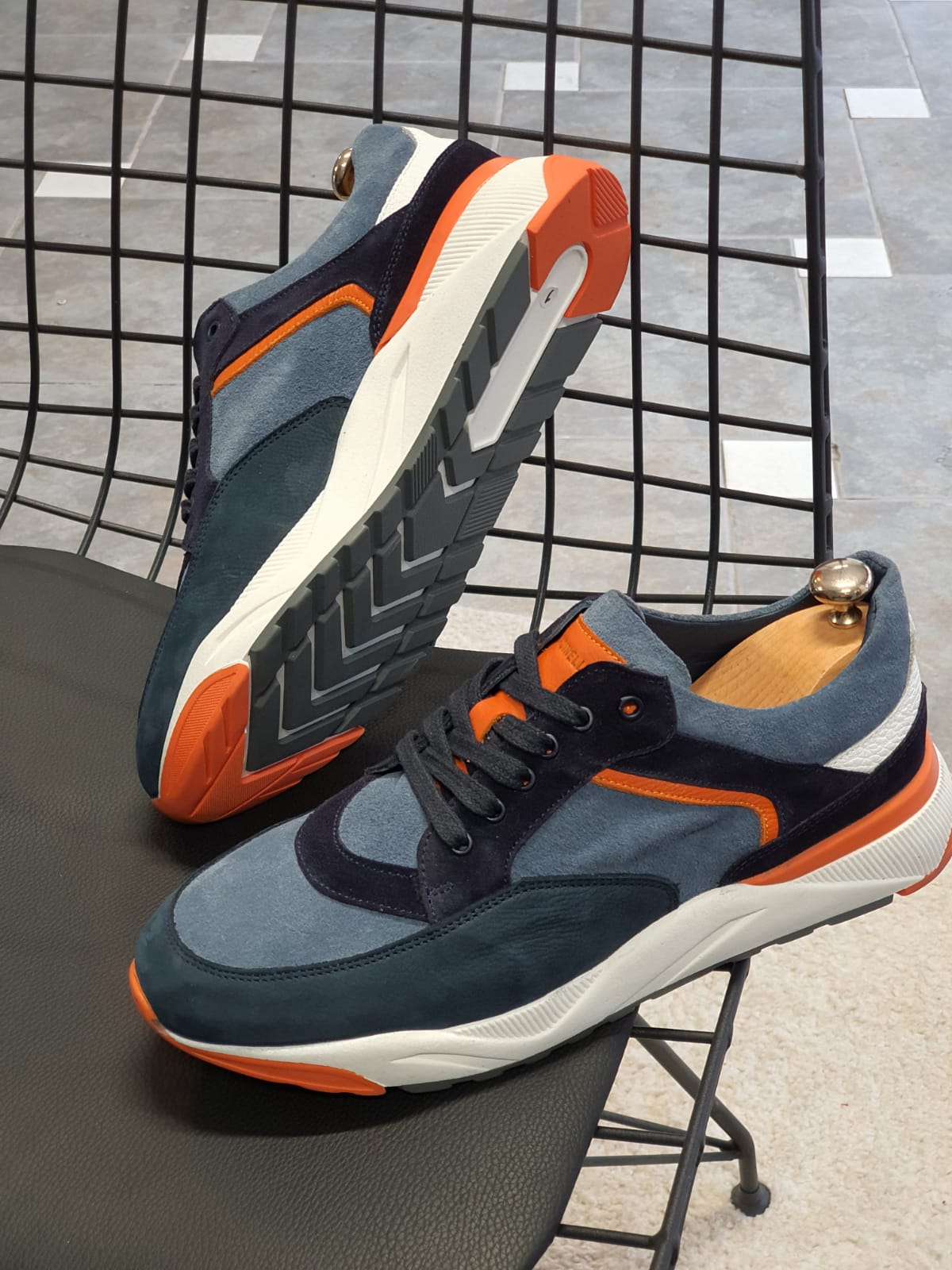 Lori Blue Suede Leather Mid-Top Sneakers-baagr.myshopify.com-shoes2-brabion