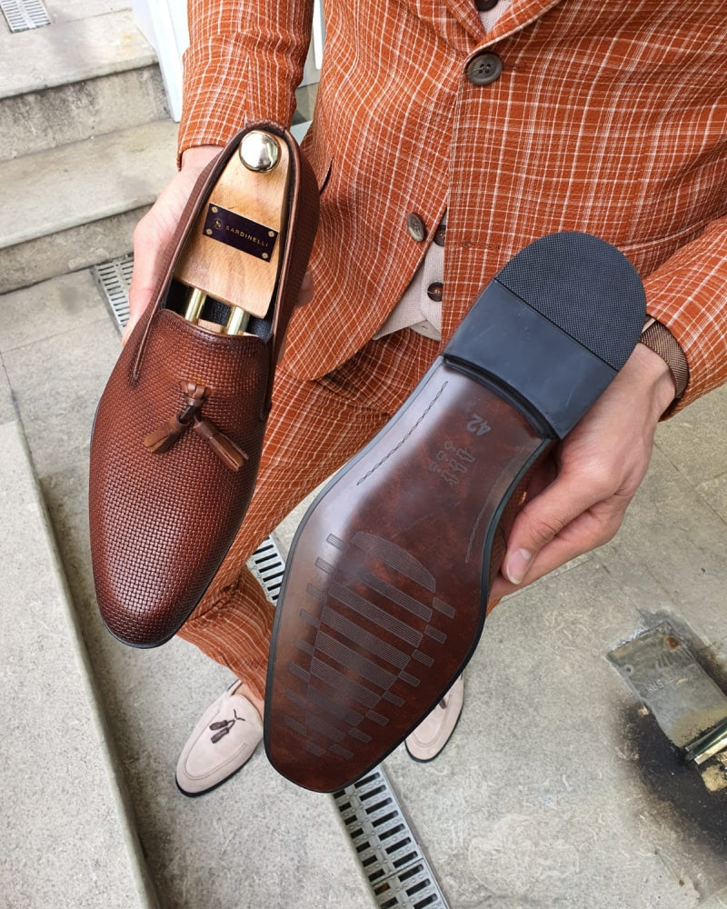 Bojo Fort Worth Brown Patterned Tassel Loafer-baagr.myshopify.com-shoes2-BOJONI