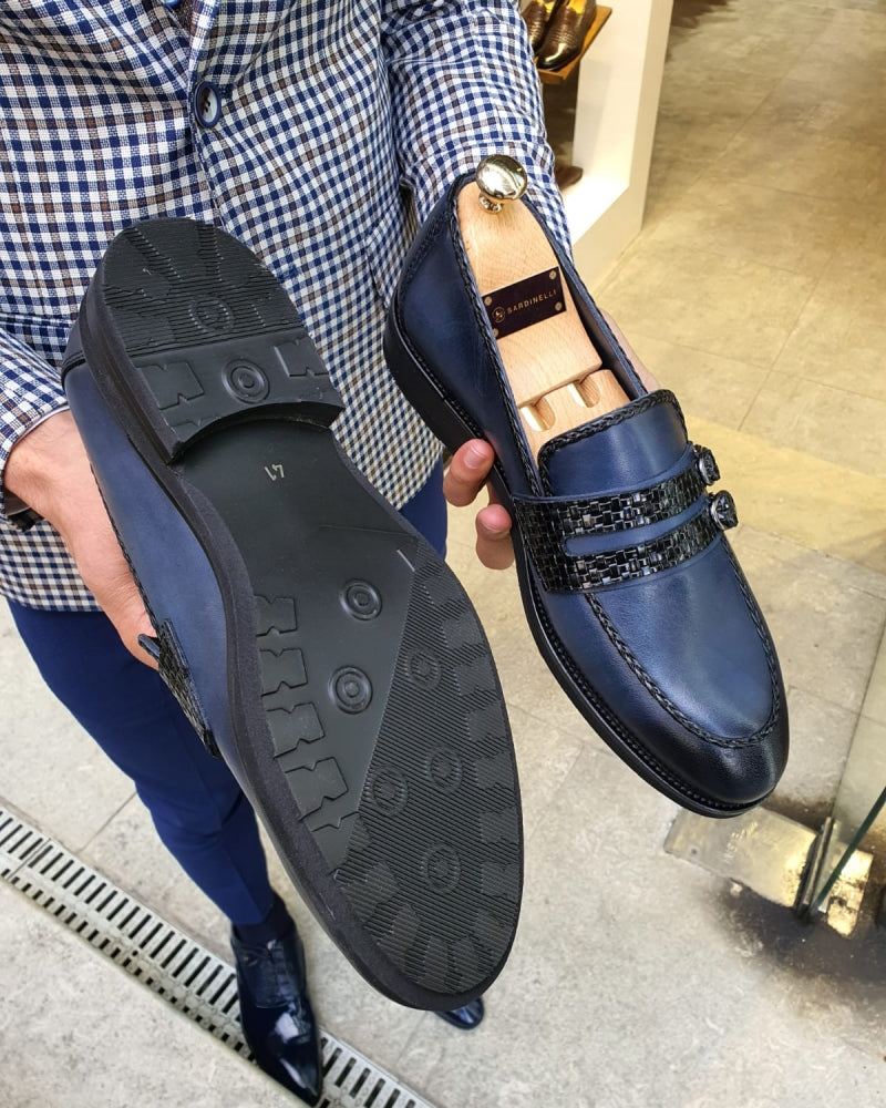 Lance  Fort Worth Navy Blue Buckle Loafer-baagr.myshopify.com-shoes2-BOJONI