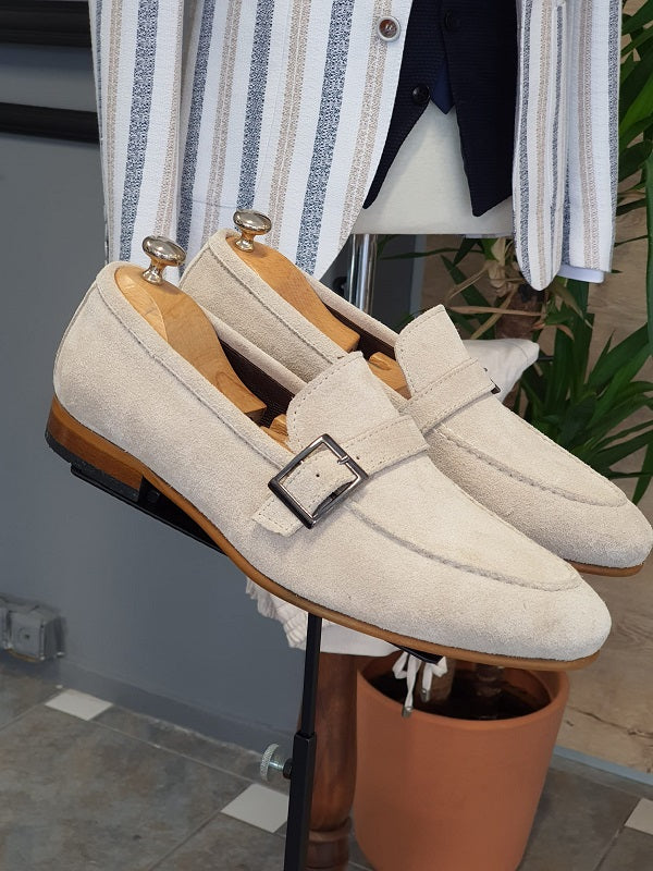 Henderson Beige Suede Buckle Loafers-baagr.myshopify.com-shoes2-brabion