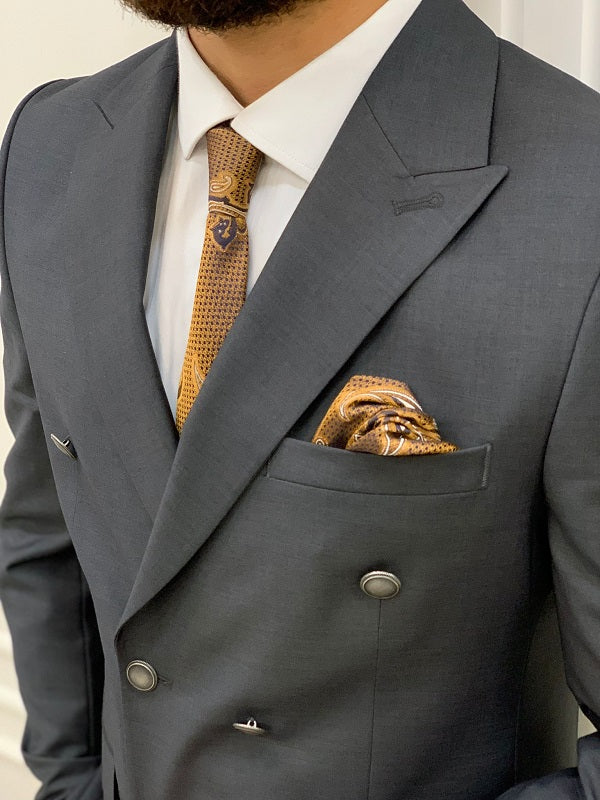Zar Gray Slim Fit Peak Lapel Double Breasted Suit-baagr.myshopify.com-1-BOJONI