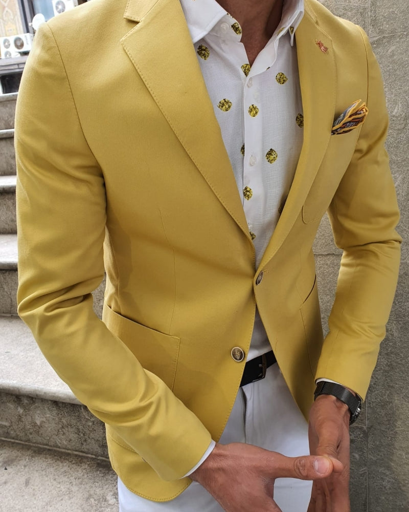 Bando Ogden Yellow Slim Fit Blazer-baagr.myshopify.com-blazers-BOJONI