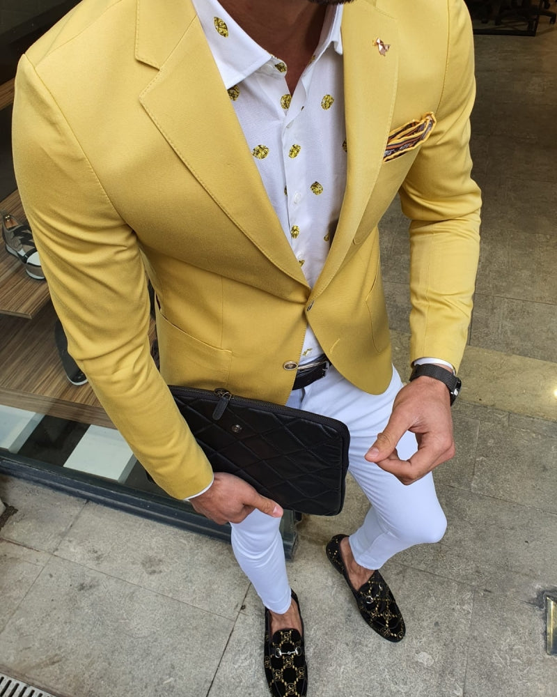 Bando Ogden Yellow Slim Fit Blazer-baagr.myshopify.com-blazers-BOJONI