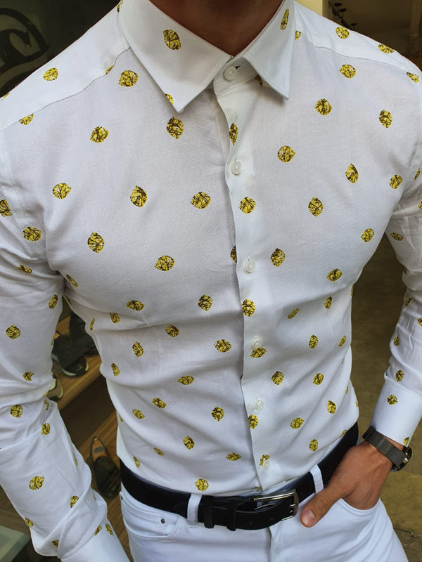Toni Ogden Yellow Slim Fit Cotton Shirt-baagr.myshopify.com-Shirt-BOJONI
