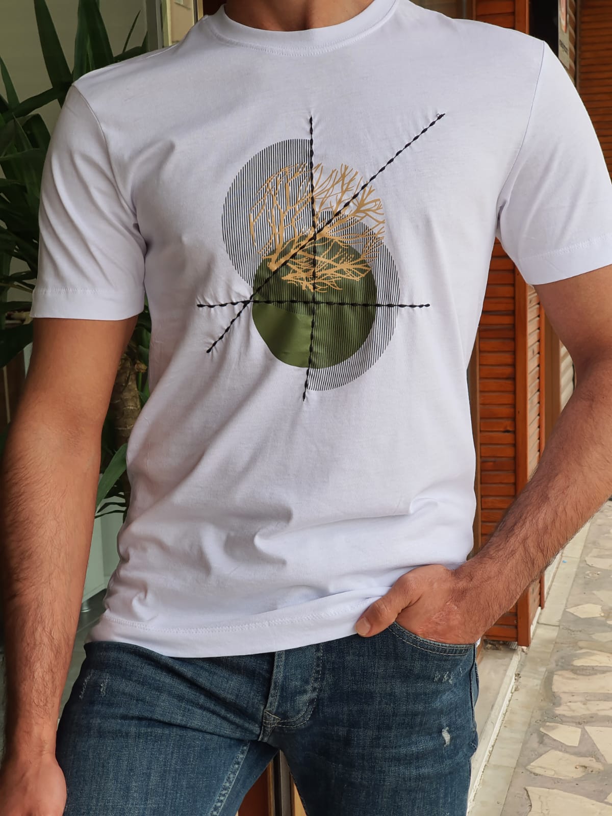 Lerna White Slim Fit Crew Neck Cotton T-Shirt-baagr.myshopify.com-T-shirt-BOJONI