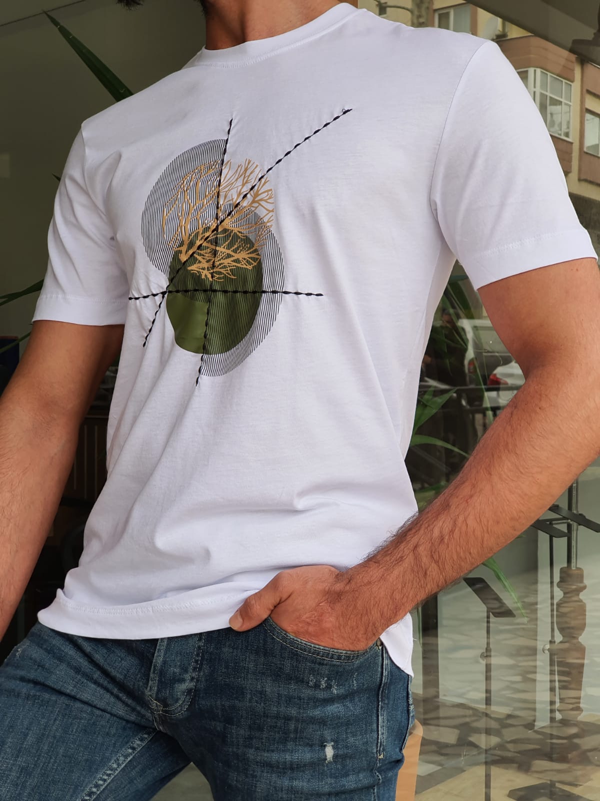 Lerna White Slim Fit Crew Neck Cotton T-Shirt-baagr.myshopify.com-T-shirt-BOJONI
