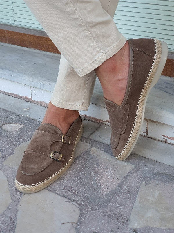 Kurni Beige Double Buckled Suede Leather Shoes-baagr.myshopify.com-shoes2-brabion