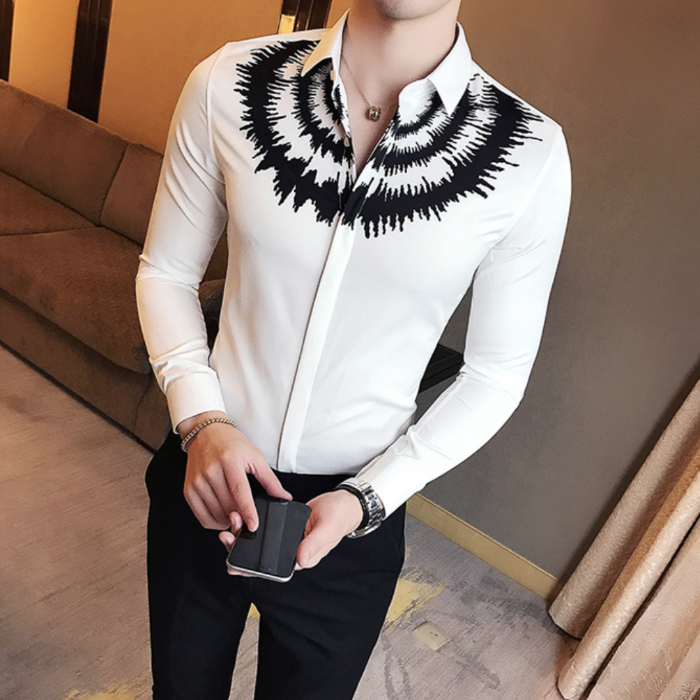 Contemporary Digital Print Dress Shirt (2 Colors)-baagr.myshopify.com-Shirt-BOJONI