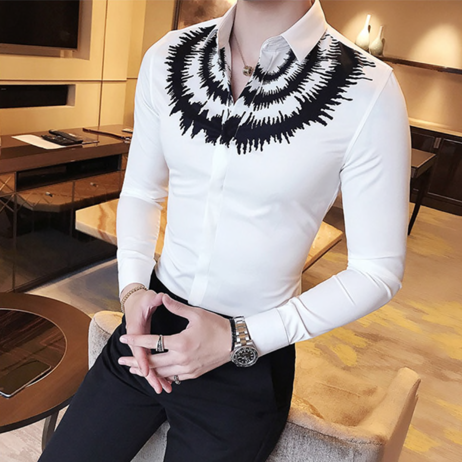 Contemporary Digital Print Dress Shirt (2 Colors)-baagr.myshopify.com-Shirt-BOJONI