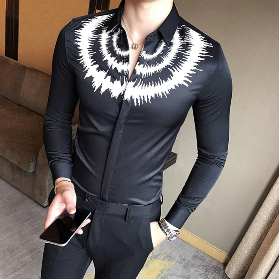 Contemporary Digital Print Dress Shirt (2 Colors)-baagr.myshopify.com-Shirt-BOJONI