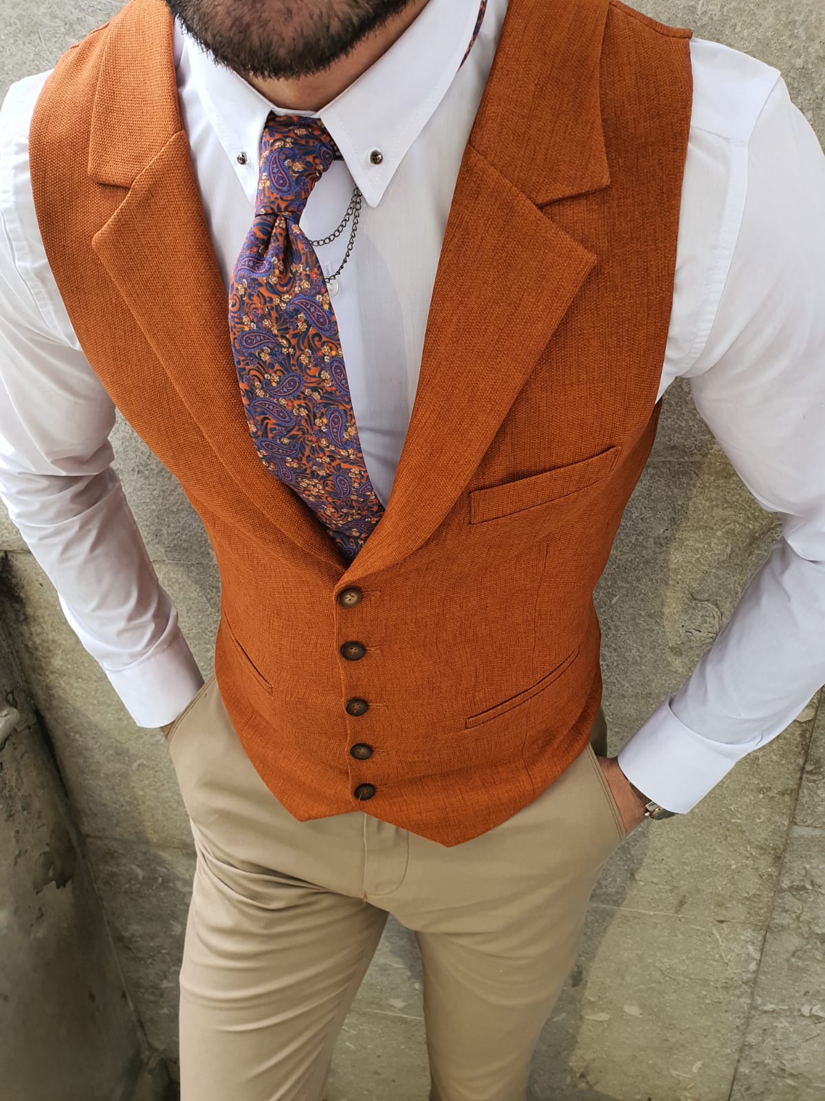 Shelton Slim Fit Cinnamon Vest-baagr.myshopify.com-suit-BOJONI