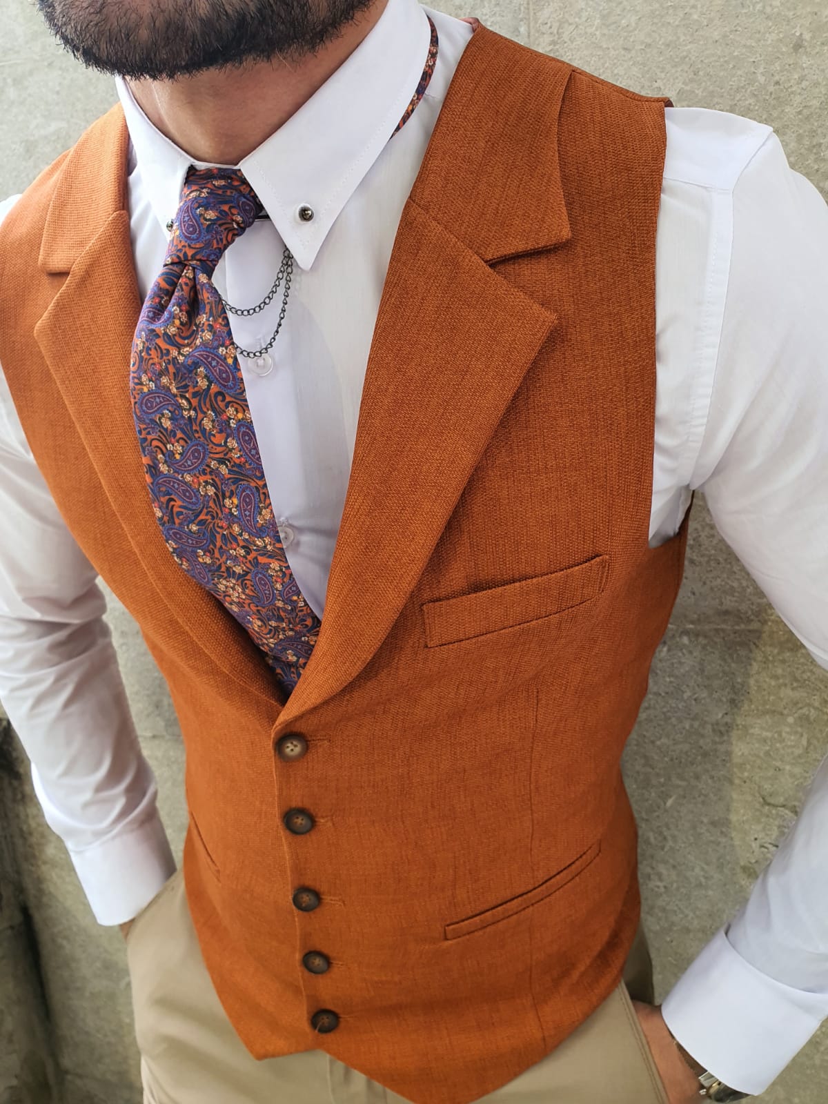 Shelton Slim Fit Cinnamon Vest-baagr.myshopify.com-suit-BOJONI