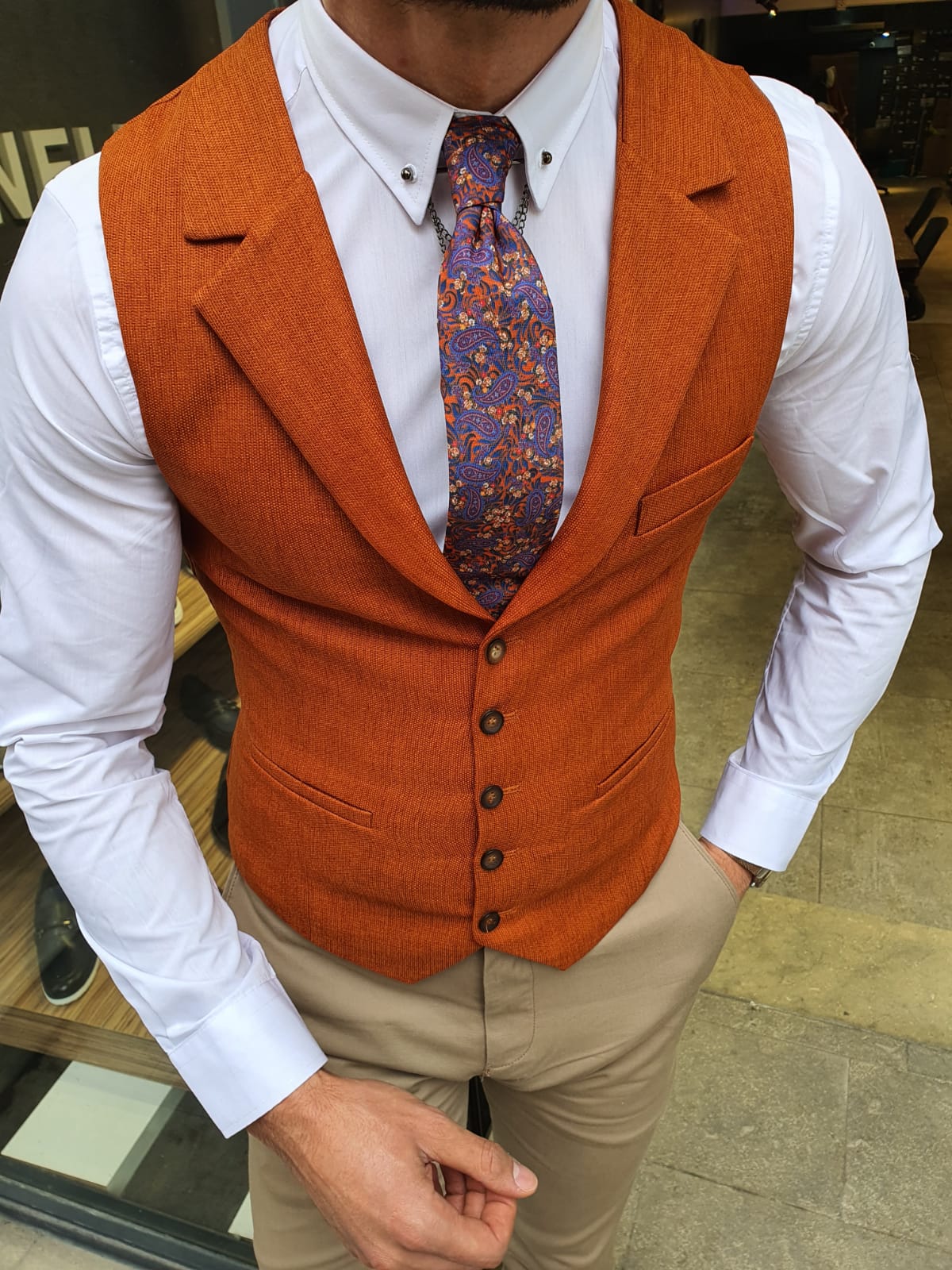 Shelton Slim Fit Cinnamon Vest-baagr.myshopify.com-suit-BOJONI