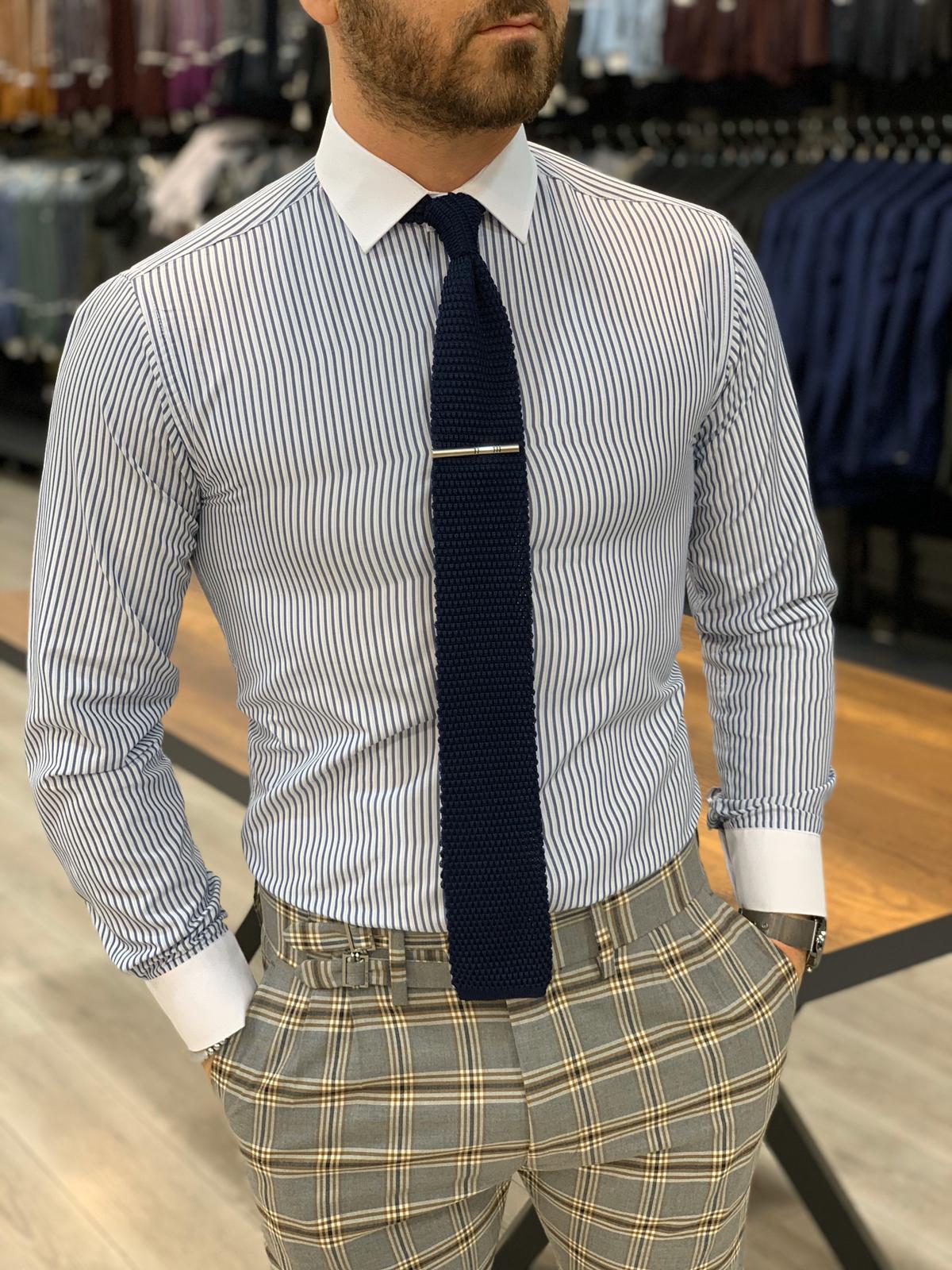 Ferrar Stripes Blue Shirt-baagr.myshopify.com-Shirt-BOJONI