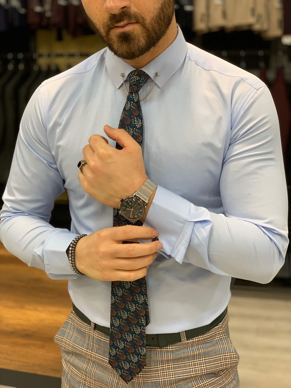 Ferrar Sky Blue Classic Shirt-baagr.myshopify.com-Shirt-BOJONI