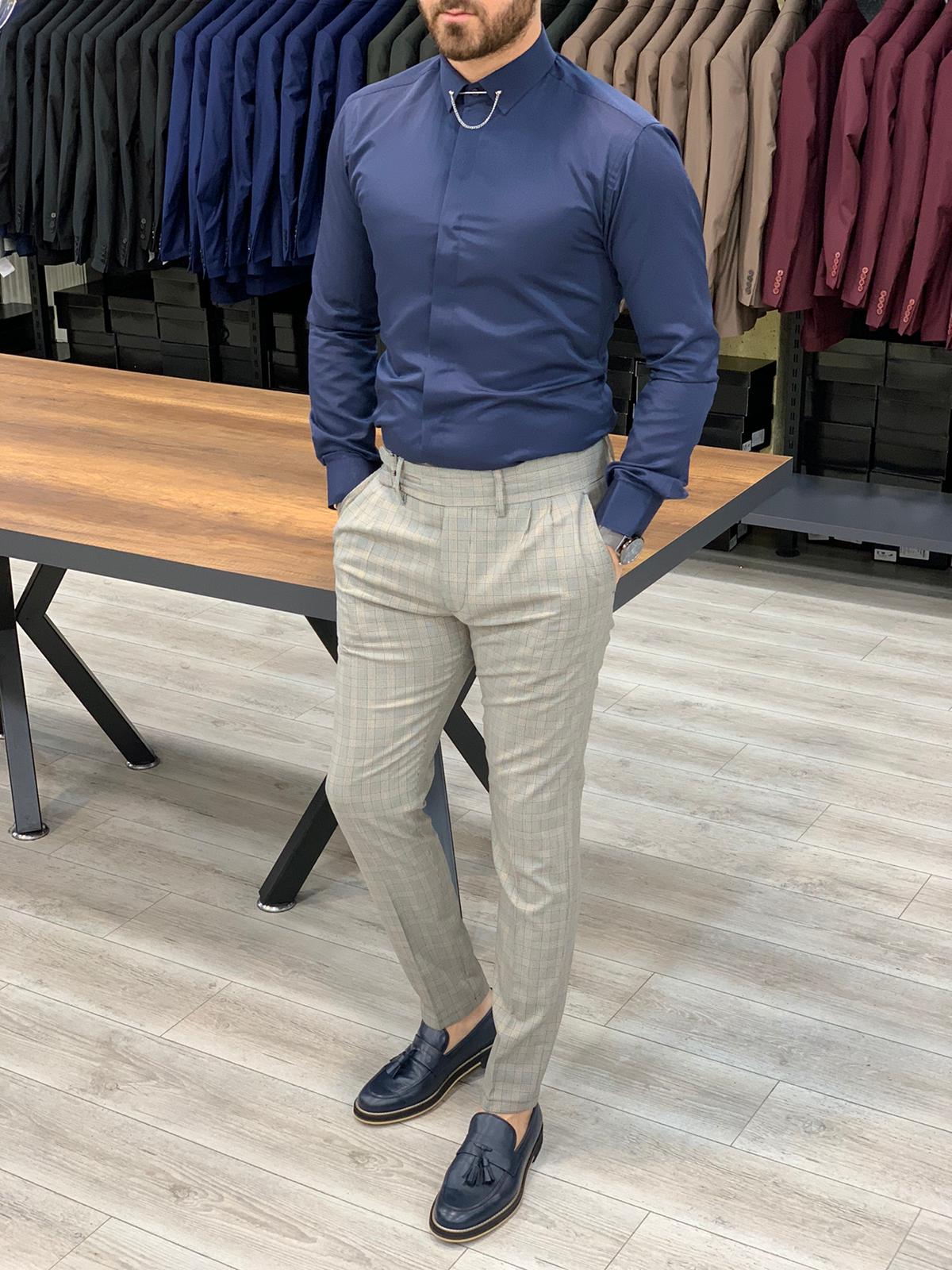 Ferrar Navy Blue Classic Shirt-baagr.myshopify.com-Shirt-BOJONI