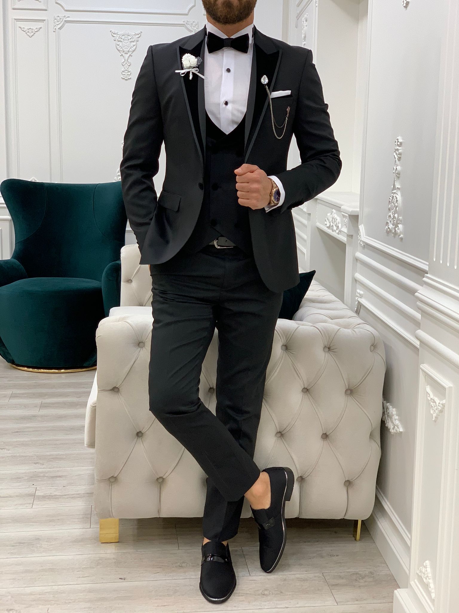 Rialzetti Black Velvet Slim Fit Tuxedo-baagr.myshopify.com-1-BOJONI