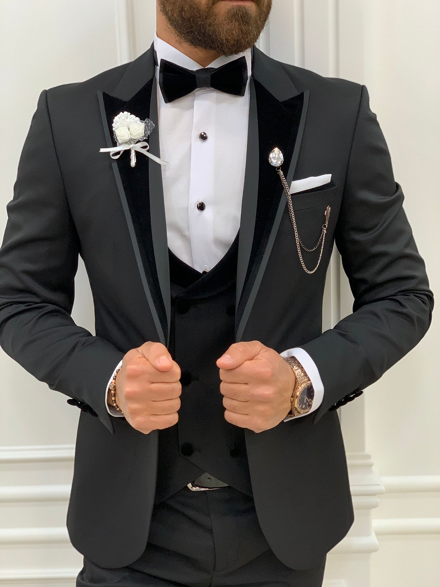 Rialzetti Black Velvet Slim Fit Tuxedo-baagr.myshopify.com-1-BOJONI