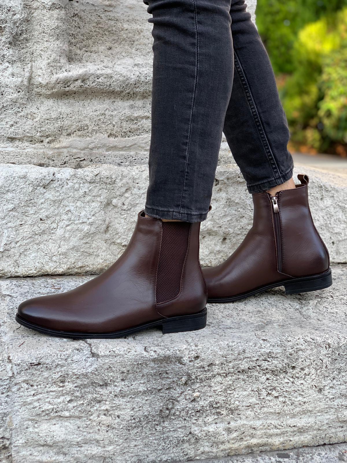 Mantoni Brown Leather Chelsea Boots-baagr.myshopify.com-shoes2-BOJONI