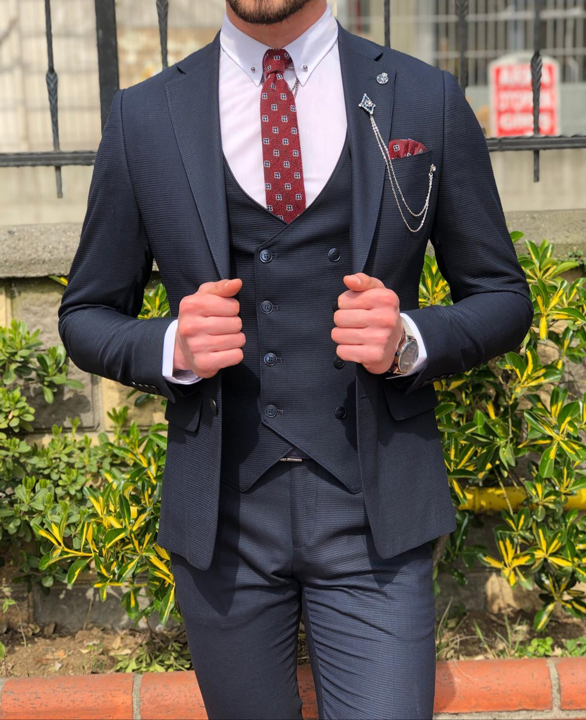 Mandos  Slim-Fit  Suit Vest Dark Blue-baagr.myshopify.com-suit-BOJONI