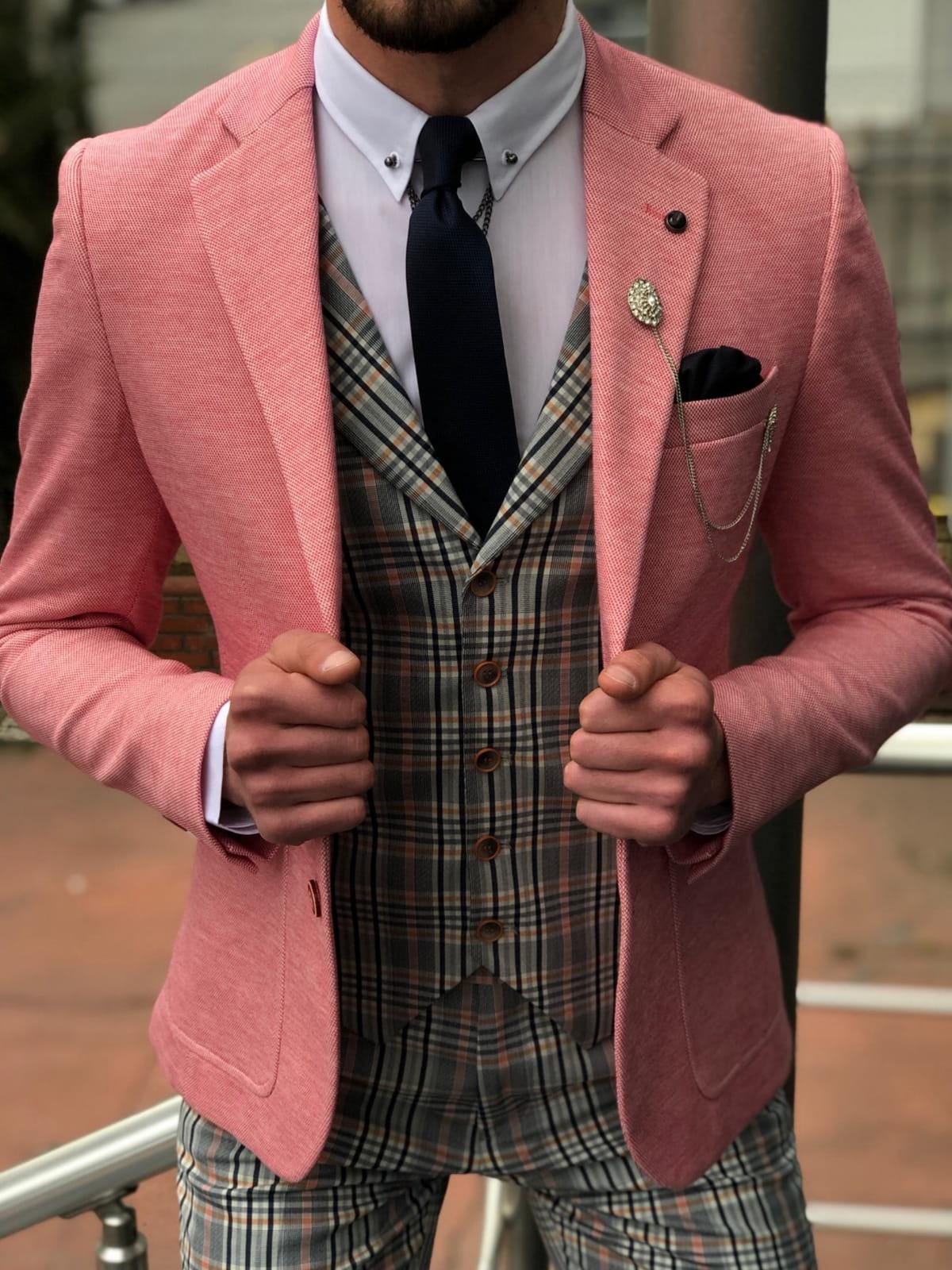 Pandoff Slim-Fit  Blazer in Pink-baagr.myshopify.com-suit-BOJONI