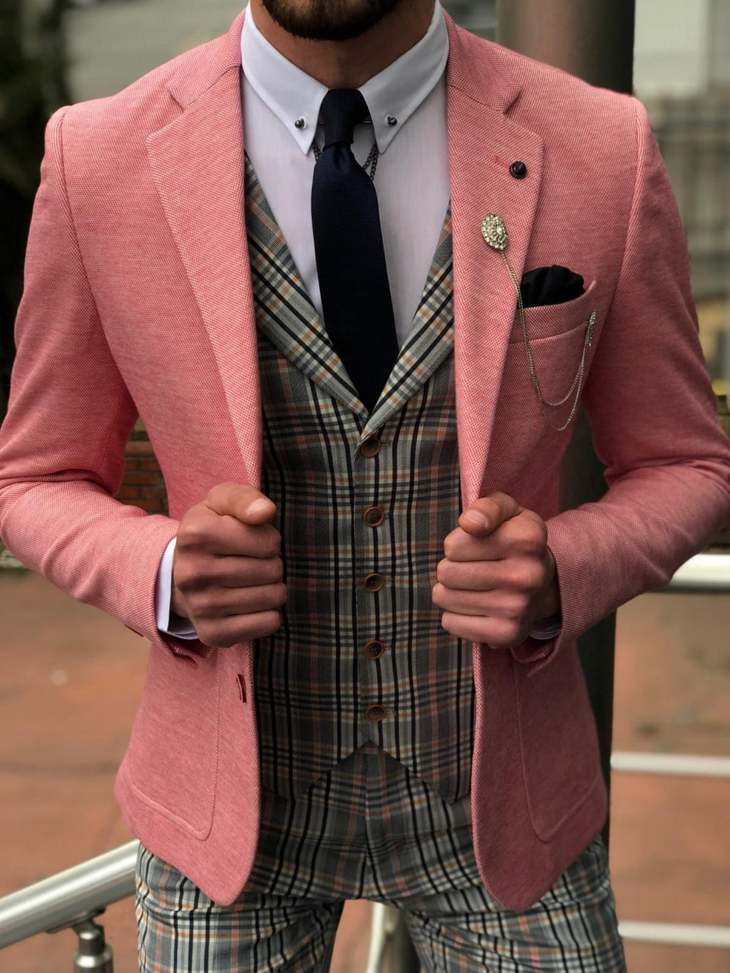 Pandoff Slim-Fit  Blazer in Pink-baagr.myshopify.com-suit-BOJONI