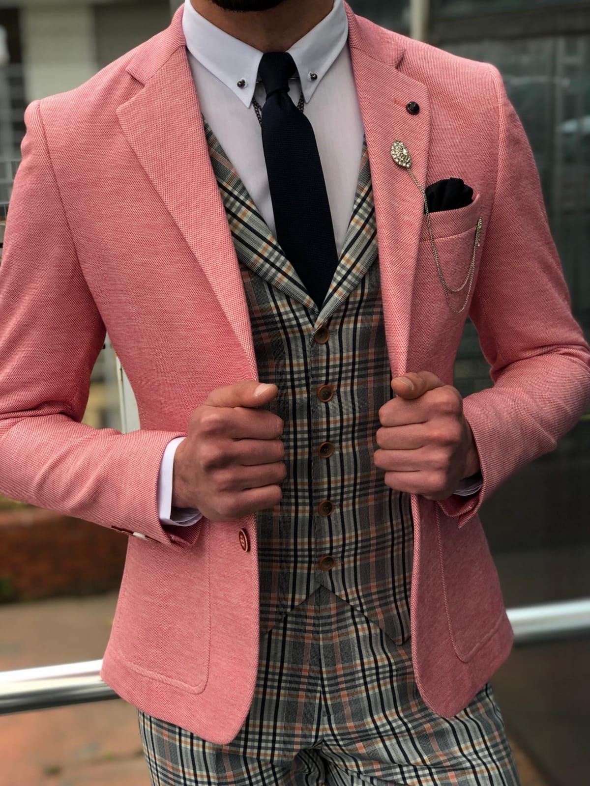 Pandoff Slim-Fit  Blazer in Pink-baagr.myshopify.com-suit-BOJONI